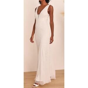 Lulus 
Dreaming of Eternity White Beaded Mermaid Maxi Dress Art Deco Wedding